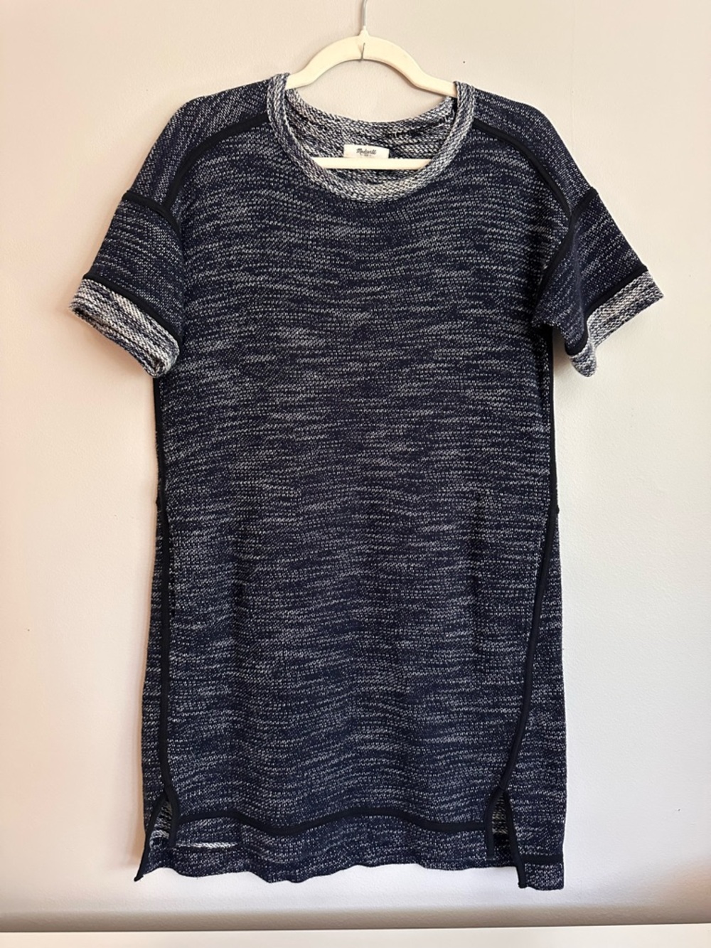 Madewell Navy Textured Marled Knit Dress Short Sleeve Size Small